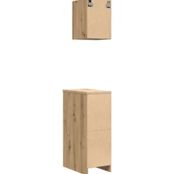 vidaXL Almacenamiento Industrial-Armarios 2 uds para garaje madera ingeniería artesanal roble