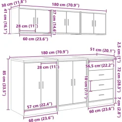 vidaXL Armarios 6 uds para garaje madera de ingeniería Blanco