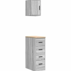 vidaXL Armarios 2 uds para garaje madera ingeniería Gris sonoma Outlet