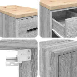 vidaXL Armarios 2 uds para garaje madera ingeniería Gris sonoma Outlet