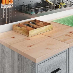 vidaXL Armarios 2 uds para garaje madera ingeniería Gris sonoma Outlet