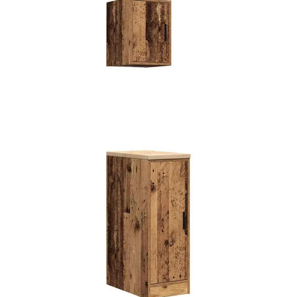 vidaXL Almacenamiento Industrial-Armarios 2 uds para garaje madera ingeniería antigua madera