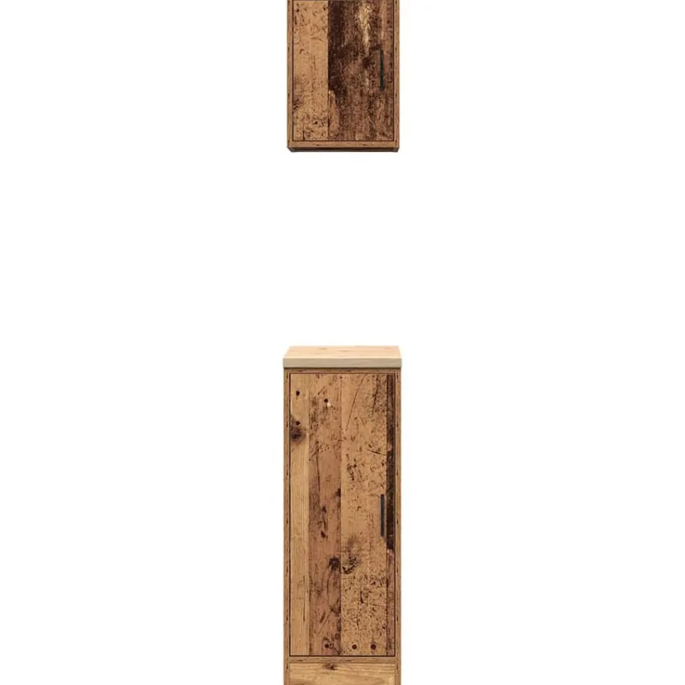 vidaXL Almacenamiento Industrial-Armarios 2 uds para garaje madera ingeniería antigua madera