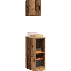 vidaXL Armarios 2 uds para garaje madera ingeniería antigua madera Madera antigua Outlet