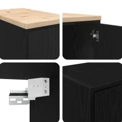 vidaXL Armarios 2 uds para garaje madera de ingeniería Negro Discount