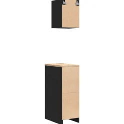 vidaXL Armarios 2 uds para garaje madera de ingeniería Negro Discount