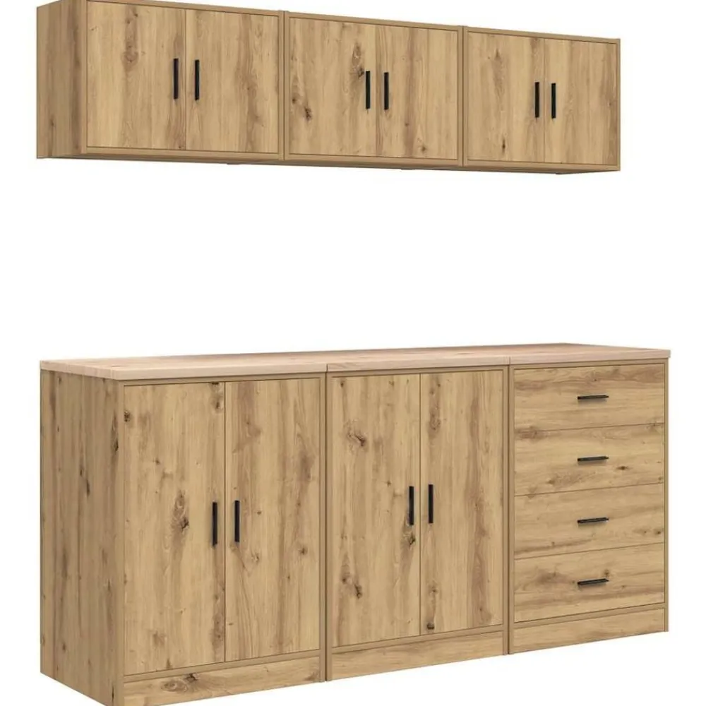 vidaXL Armarios 6 uds para garaje madera ingeniería artesanal roble artisian oak Sale