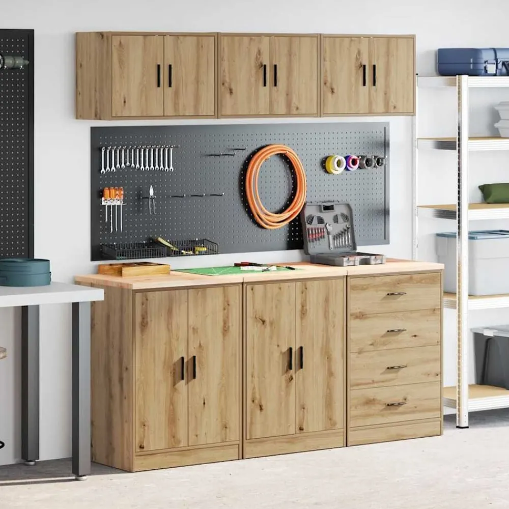 vidaXL Armarios 6 uds para garaje madera ingeniería artesanal roble artisian oak Sale