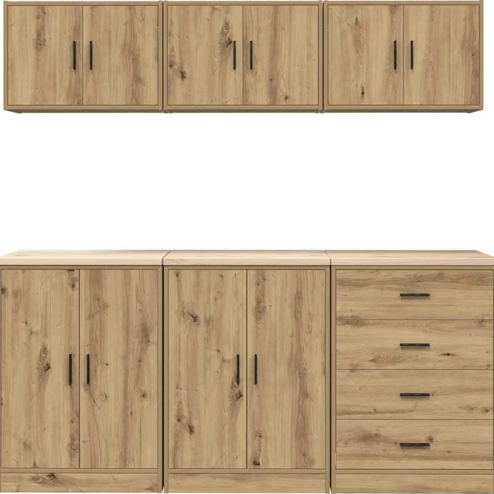 vidaXL Armarios 6 uds para garaje madera ingeniería artesanal roble artisian oak Sale