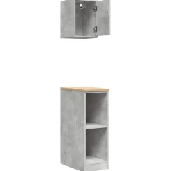 vidaXL Armarios 2 uds para garaje madera de ingeniería ris hormigón Gris hormig&oacute;n Clearance