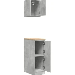 vidaXL Armarios 2 uds para garaje madera de ingeniería ris hormigón Gris hormig&oacute;n Hot