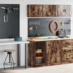 vidaXL Almacenamiento Industrial-Armarios 2 uds para garaje madera ingeniería