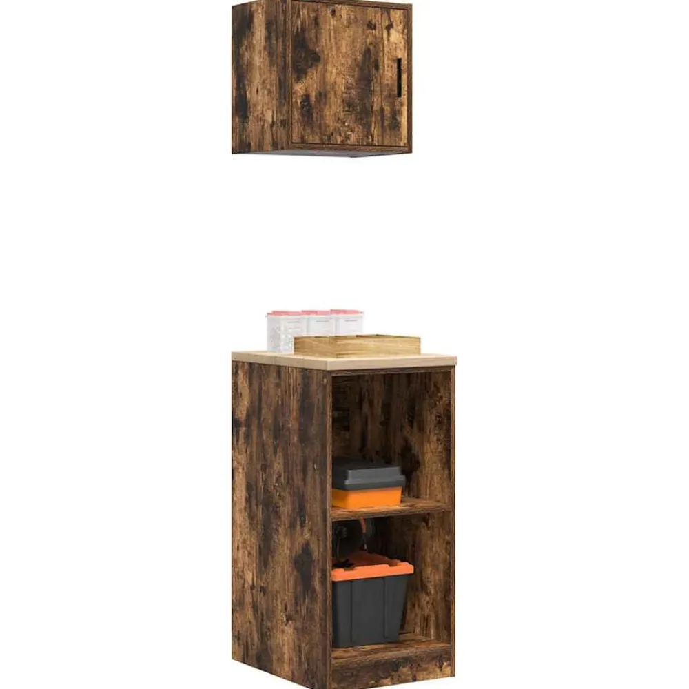 vidaXL Almacenamiento Industrial-Armarios 2 uds para garaje madera ingeniería