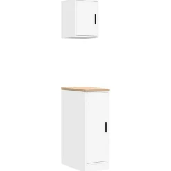 vidaXL Armarios 2 uds para garaje madera de ingeniería Blanco