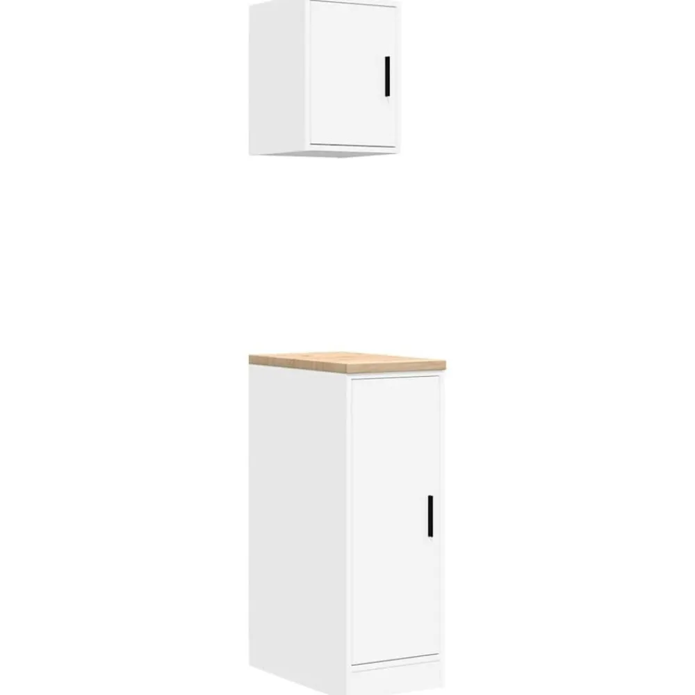 vidaXL Armarios 2 uds para garaje madera de ingeniería Blanco
