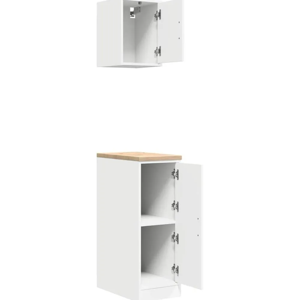 vidaXL Armarios 2 uds para garaje madera de ingeniería Blanco