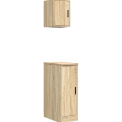 vidaXL Almacenamiento Industrial-Armarios 2 uds para garaje madera de ingeniería