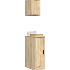 vidaXL Almacenamiento Industrial-Armarios 2 uds para garaje madera de ingeniería