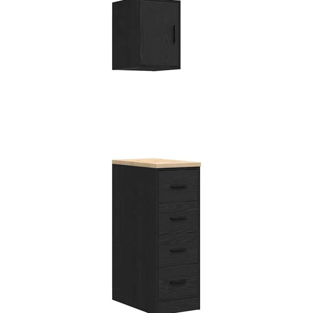 vidaXL Almacenamiento Industrial-Armarios 2 uds para garaje madera de ingeniería