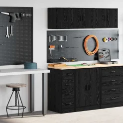vidaXL Almacenamiento Industrial-Armarios 2 uds para garaje madera de ingeniería