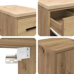 vidaXL Almacenamiento Industrial-Armarios 2 uds para garaje madera ingeniería artesanal roble