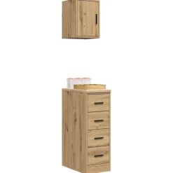 vidaXL Almacenamiento Industrial-Armarios 2 uds para garaje madera ingeniería artesanal roble