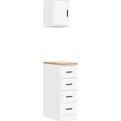 vidaXL Almacenamiento Industrial-Armarios 2 uds para garaje madera de ingeniería