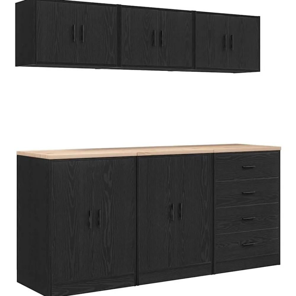 vidaXL Almacenamiento Industrial-Armarios 6 uds para garaje madera de ingeniería