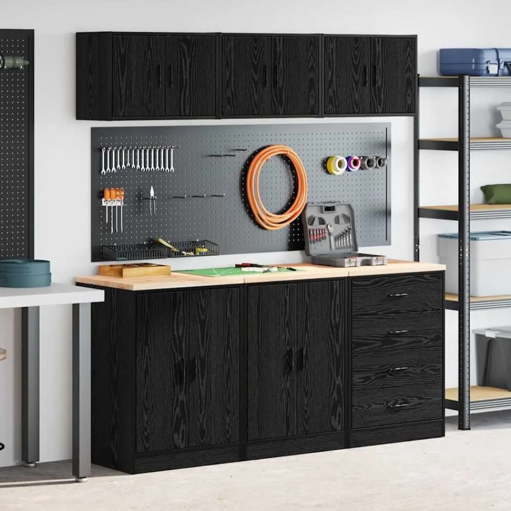 vidaXL Almacenamiento Industrial-Armarios 6 uds para garaje madera de ingeniería