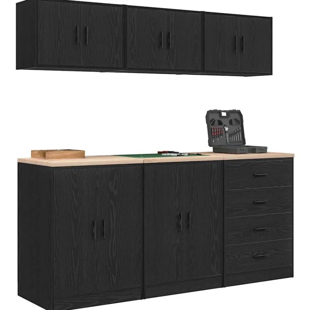 vidaXL Almacenamiento Industrial-Armarios 6 uds para garaje madera de ingeniería