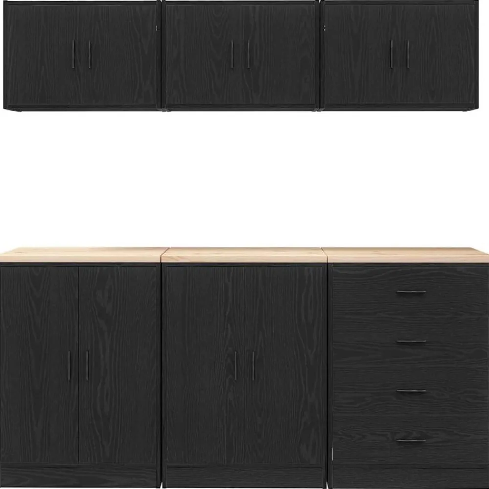 vidaXL Almacenamiento Industrial-Armarios 6 uds para garaje madera de ingeniería