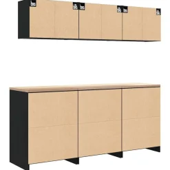 vidaXL Almacenamiento Industrial-Armarios 6 uds para garaje madera de ingeniería