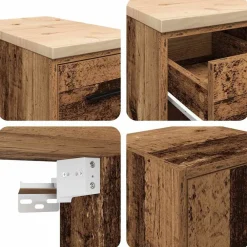 vidaXL Almacenamiento Industrial-Armarios 2 uds para garaje madera ingeniería antigua madera