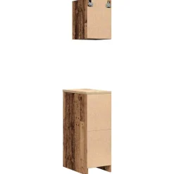 vidaXL Almacenamiento Industrial-Armarios 2 uds para garaje madera ingeniería antigua madera