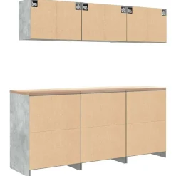 vidaXL Armarios 6 uds para garaje madera de ingeniería ris hormigón Gris hormig&oacute;n Clearance
