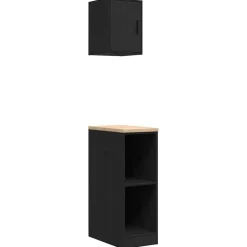 vidaXL Armarios 2 uds para garaje madera de ingeniería Negro Online