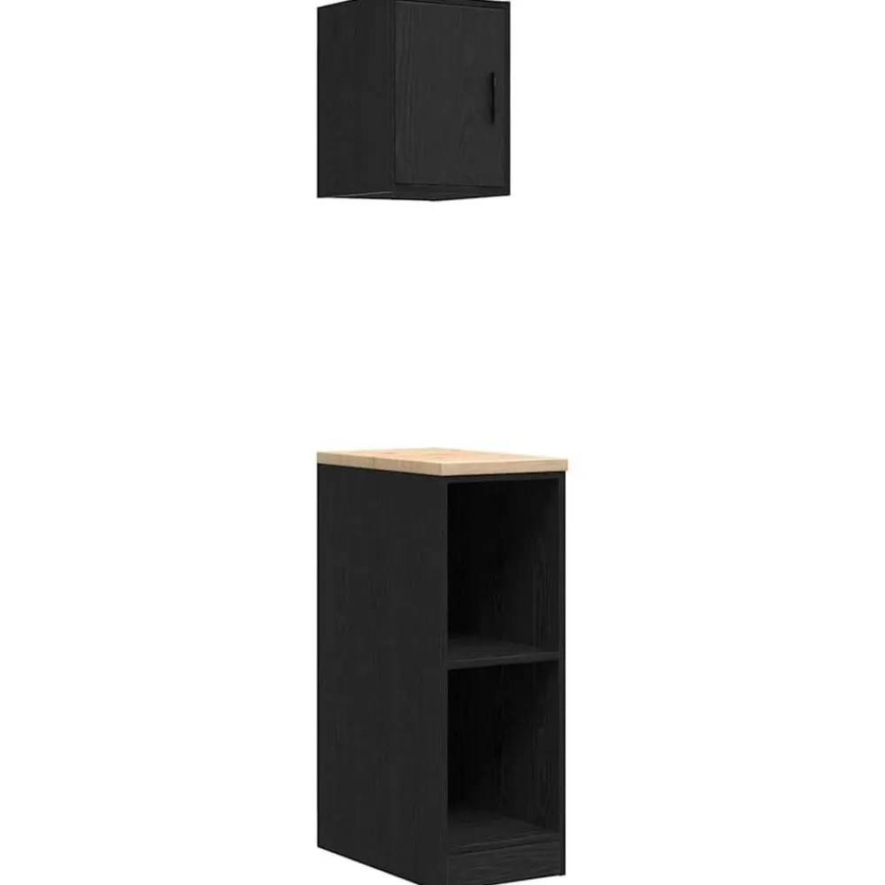 vidaXL Armarios 2 uds para garaje madera de ingeniería Negro Online