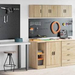vidaXL Armarios 2 uds para garaje madera de ingeniería Roble Sonoma