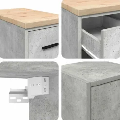 vidaXL Almacenamiento Industrial-Armarios 2 uds para garaje madera de ingeniería ris hormigón