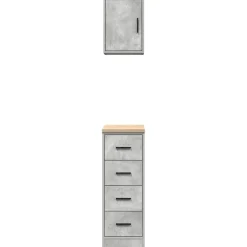 vidaXL Almacenamiento Industrial-Armarios 2 uds para garaje madera de ingeniería ris hormigón