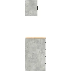 vidaXL Almacenamiento Industrial-Armarios 2 uds para garaje madera de ingeniería ris hormigón