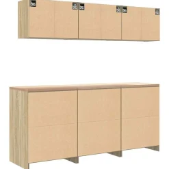 vidaXL Armarios 6 uds para garaje madera de ingeniería Roble Sonoma