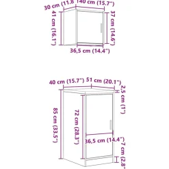 vidaXL Armarios 2 uds para garaje madera ingeniería Roble ahumado Clearance