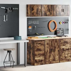 vidaXL Almacenamiento Industrial-Armarios 2 uds para garaje madera ingeniería
