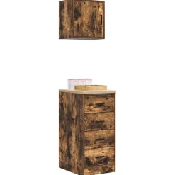 vidaXL Almacenamiento Industrial-Armarios 2 uds para garaje madera ingeniería