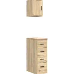 vidaXL Almacenamiento Industrial-Armarios 2 uds para garaje madera de ingeniería