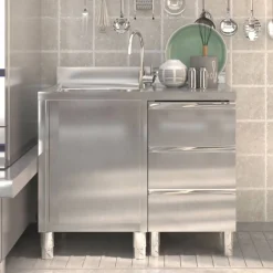 vidaXL Restauración-Armarios de cocina comerciales 2 piezas de acero inoxidable