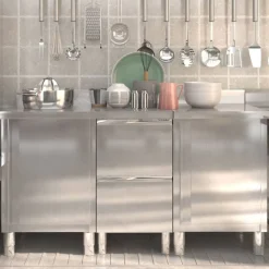vidaXL Armarios de cocina comerciales 3 piezas de acero inoxidable Discount