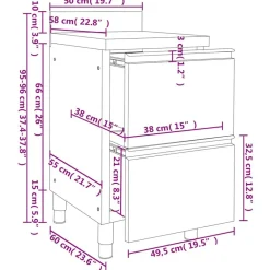 vidaXL Armarios de cocina comerciales 2 unidades 50x60x96 cm acero inoxidable Hot