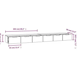vidaXL Estanterías-Armarios de pared 2 uds contrachapada 102x30x20 cm